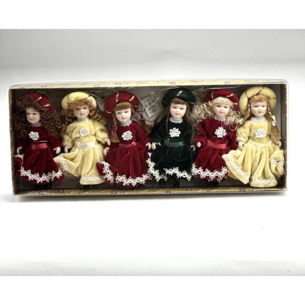 Dillards Doll Ornaments Set Of 6 Vintage Trimmings Victorian‎ Porcelain